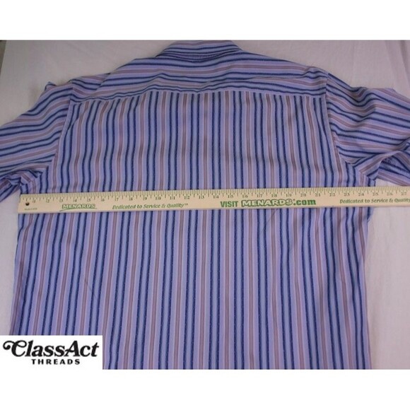 Bugatchi Uomo Mens Blue Striped Long Sleeve Flip Cuff Button Up Shirt XL - Picture 3 of 8